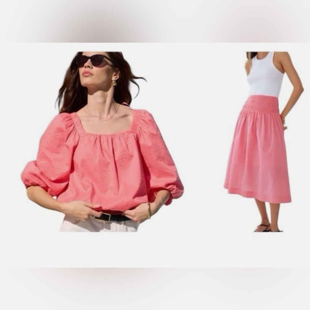 AYR Pink Smocked Waist Midi/Maxi Skirt